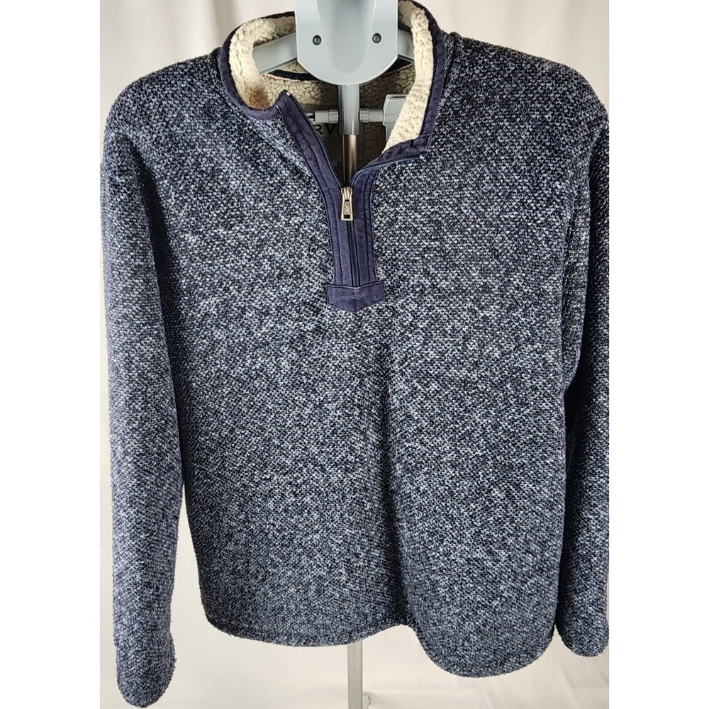 COZY VINTG Orvis Men's Heathered Blue Knit 1/4 Zip Mock Neck Sweater XL